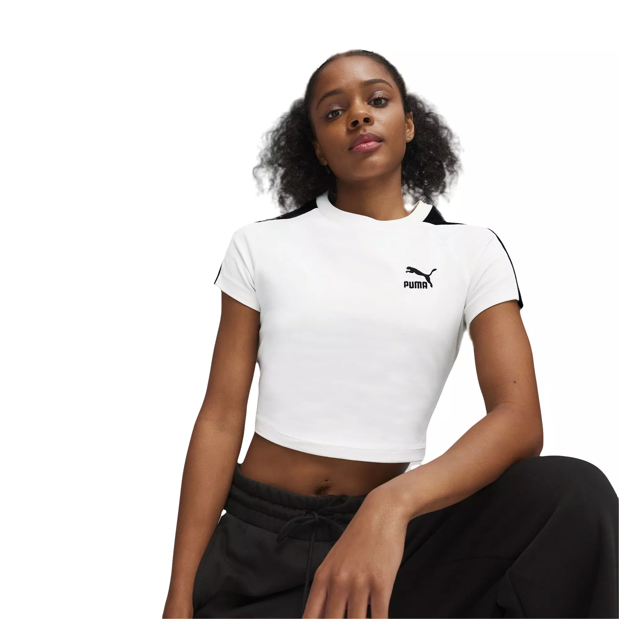 ★ PUMA★ T7 Baby Tee White 63189902 631899-02 PUMA Women's ICONIC T7 Baby Tee -White